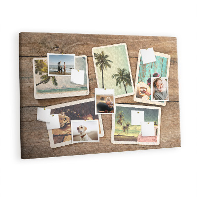 Decorative corkboard Polaroid photos