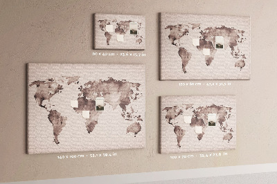 Cork notice board Watercolors world map