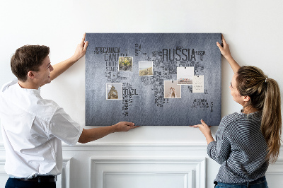 Cork memo board Map with names