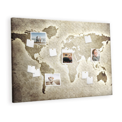 Cork memo board World map