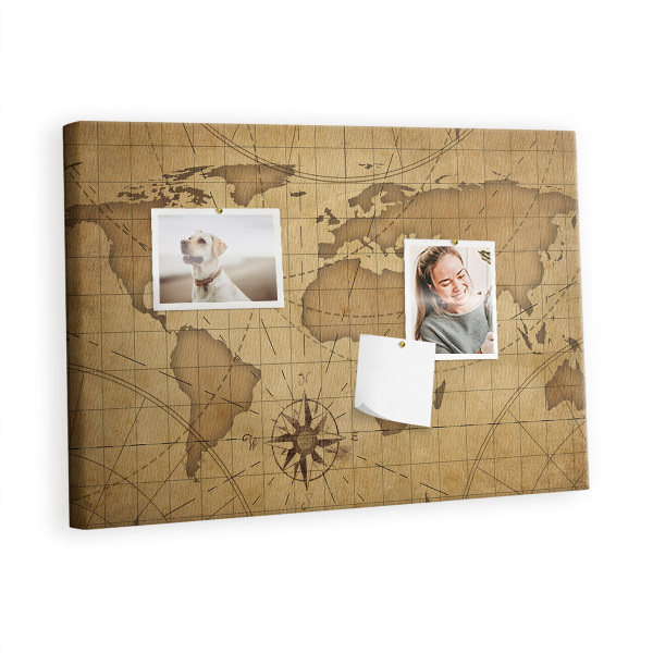 Pin board Vintage world map