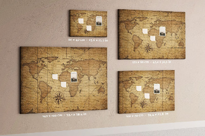 Pin board Vintage world map