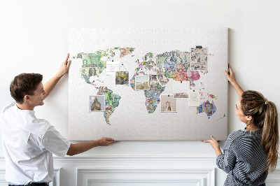 Pin board Colorful world map