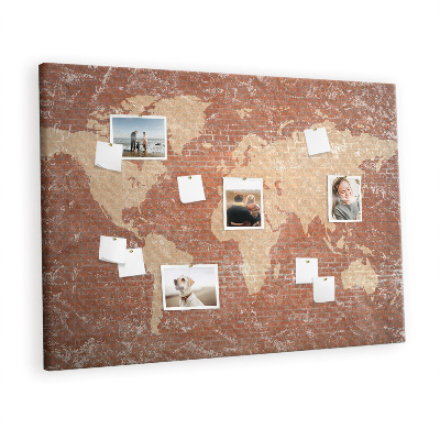 Pin board Map on brick wall