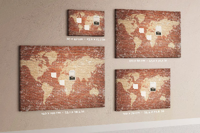 Pin board Map on brick wall