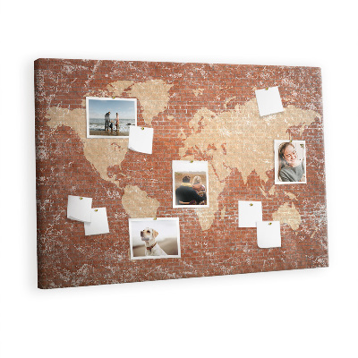 Pin board Map on brick wall