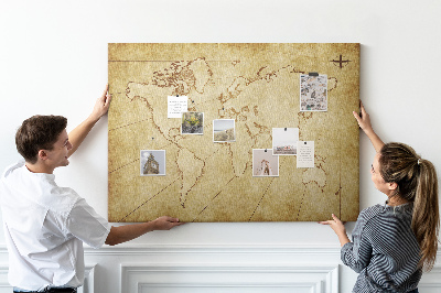 Pin board Old grungy world map