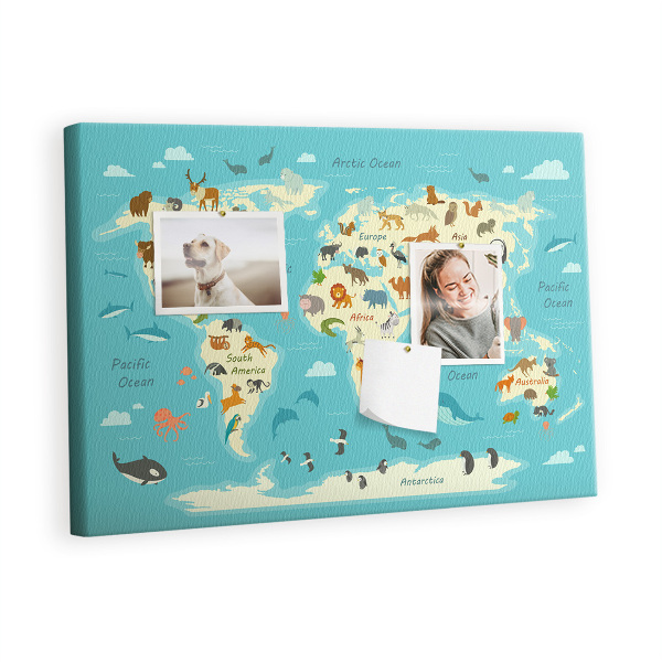 Pin board Animals world map