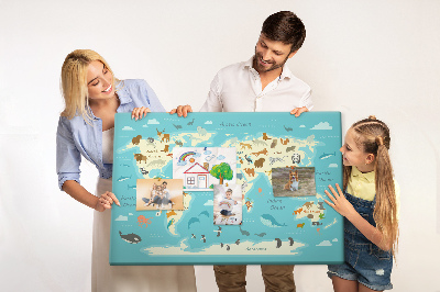 Pin board Animals world map