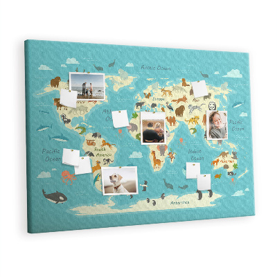 Pin board Animals world map