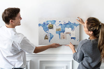 Pin board Watercolor World map