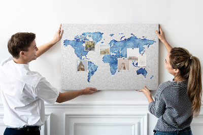 Pin board Watercolor World map