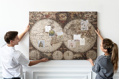 Pin board Vintage world map