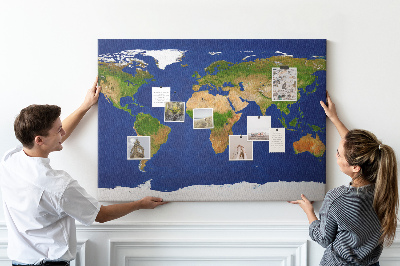 Cork notice board Big world map