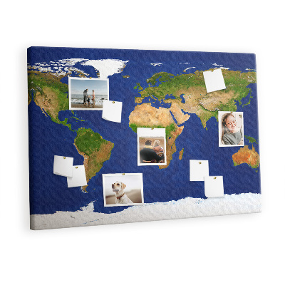 Cork notice board Big world map