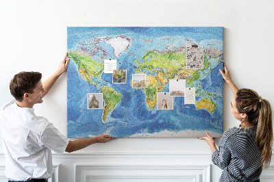 Memo cork board Map of the world