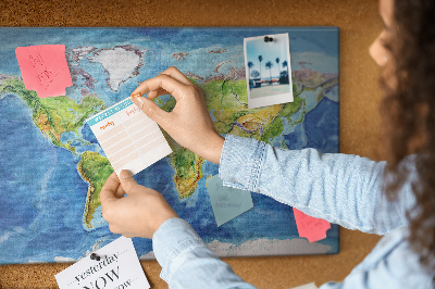 Memo cork board Map of the world