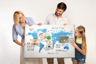 Memo cork board Earth blue map