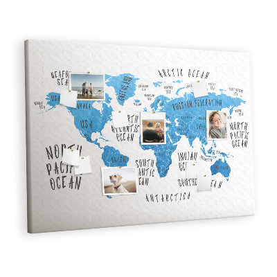 Memo cork board Earth blue map
