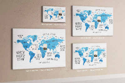 Memo cork board Earth blue map