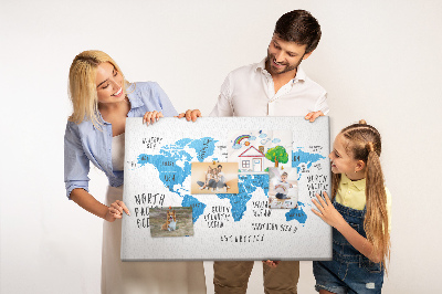 Memo cork board Earth blue map