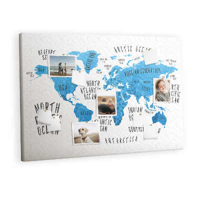 Memo cork board Earth blue map