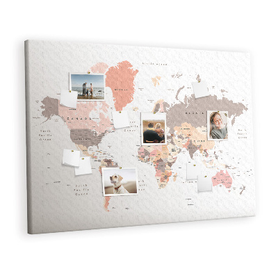 Decorative corkboard World detail map