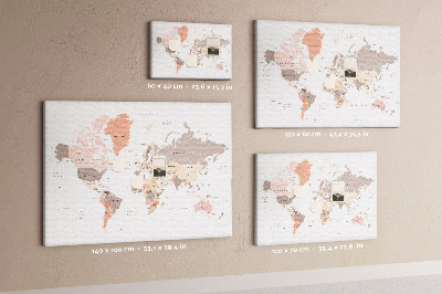 Decorative corkboard World detail map