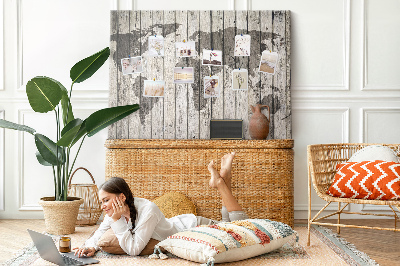 Decorative corkboard Map on old wood