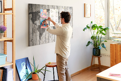 Decorative corkboard Map on old wood