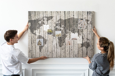 Decorative corkboard Map on old wood