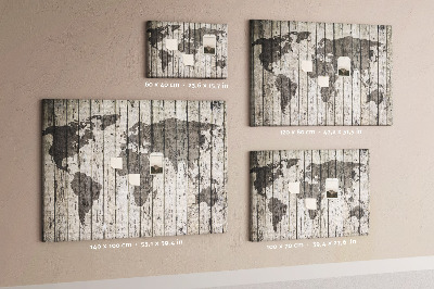 Decorative corkboard Map on old wood