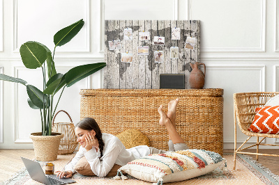 Decorative corkboard Map on old wood