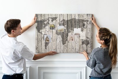 Decorative corkboard Map on old wood