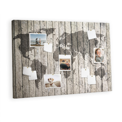 Decorative corkboard Map on old wood