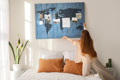 Decorative corkboard Map on wood