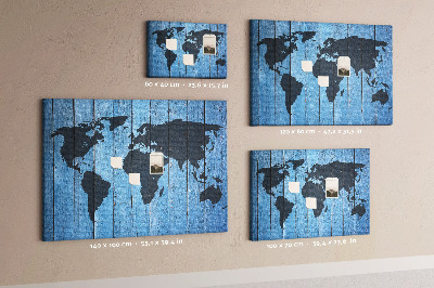 Decorative corkboard Map on wood