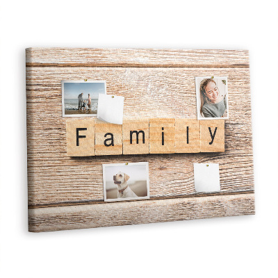 Cork notice board Family word