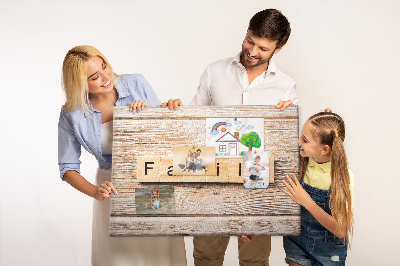 Cork notice board Family word