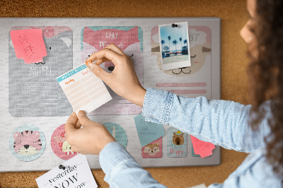 Cork notice board Happy tabs