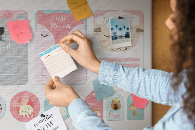 Cork notice board Happy tabs