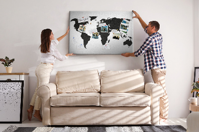 Pin board Black world map