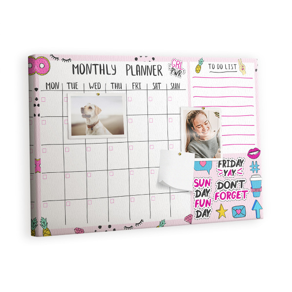 Pin board Girl monthly planner