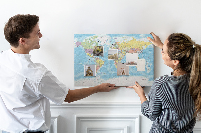 Pin board Detailed world map