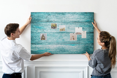 Memo cork board Blue old wood