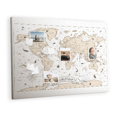 Memo cork board Vintage world map