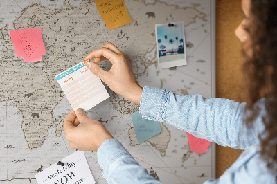 Memo cork board Vintage world map