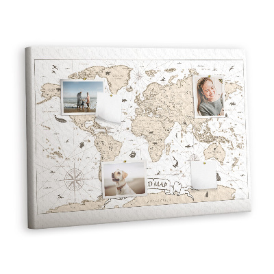 Memo cork board Vintage world map