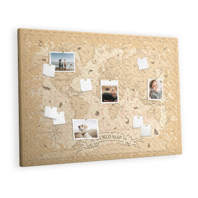 Decorative corkboard Vintage world map