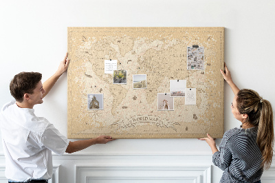 Decorative corkboard Vintage world map